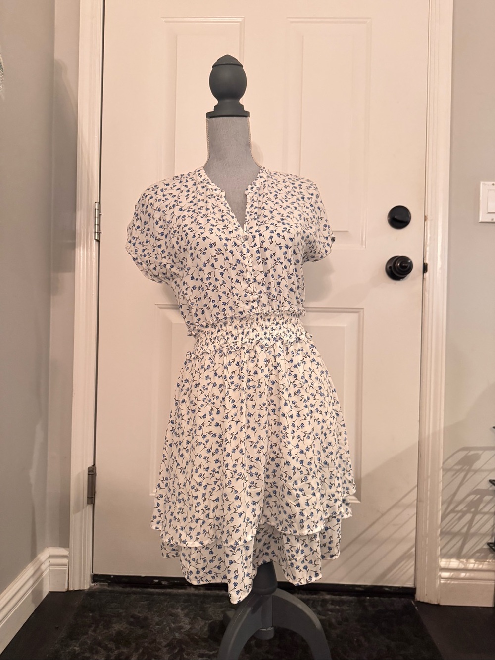 Sienna Sky White Dress with Blue Floral Print